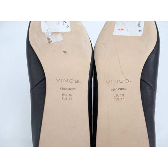 VINCE Cay Slip On Mule Black Leather Pointed Toe Flat Size 7M - Picture 10 of 13